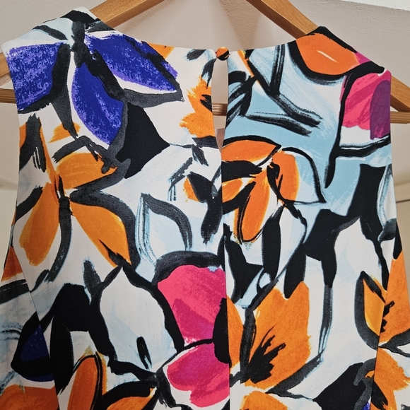 Lauren Ralph Lauren Stretch Jersey Knit Multi-color Floral Shift Dress size 14 - Picture 4 of 6
